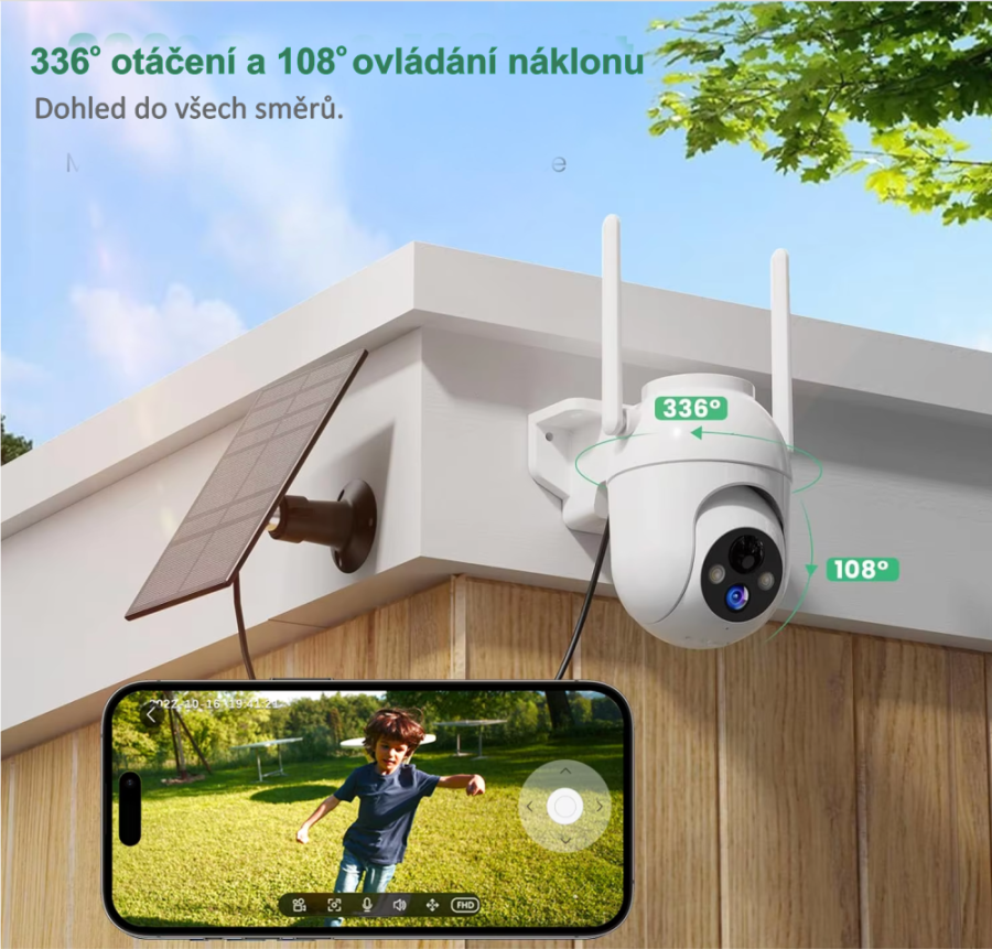 Bezpečnostná Wi-Fi kamera Signus AI 3MP so solárnym napájaním