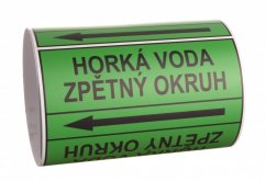 Páska na značení potrubí Signus M25 - HORKÁ VODA ZPĚTNÝ OKRUH