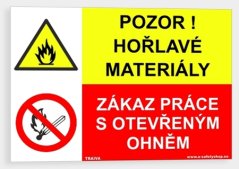 Pozor! Hořlavé materiály