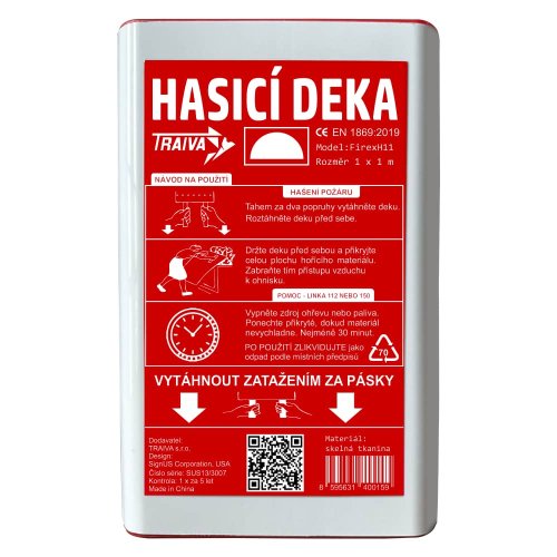 Hasící deka Firex H11, tvrdý bílý obal