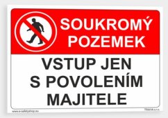 Soukromý pozemek Vstup jen s povolením majitele