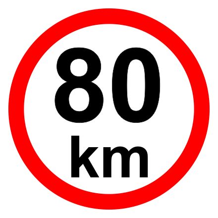 Speed limit - 80 km / h retroreflective