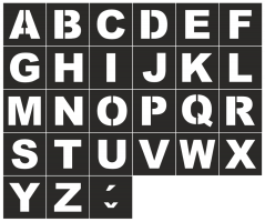 Sada - šablony písmen "A-Z" vodorovné značení