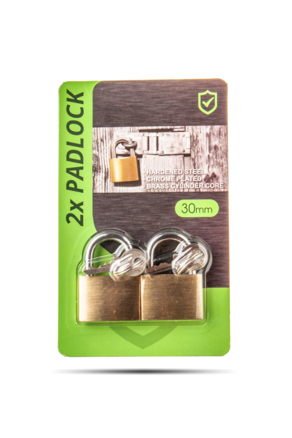 Súprava visiacich zámkov z tvrdenej ocele, 30 mm (2 ks)