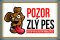 Plechová ceduľka "Pozor zlý pes"