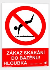 Zákaz skákání do bazénu hloubka ...m