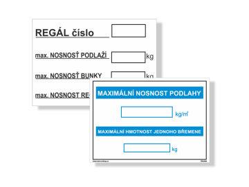 Označení nosnosti, regálů, podlahy