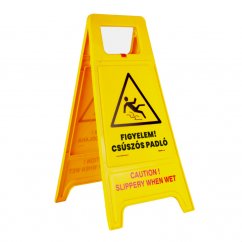Warning stand - A, Attention! Slippery floor - Hungarian/English