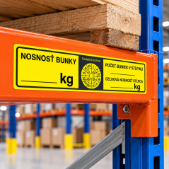 Označenie regálu – nosnosť bunky, 3 ks na hárku