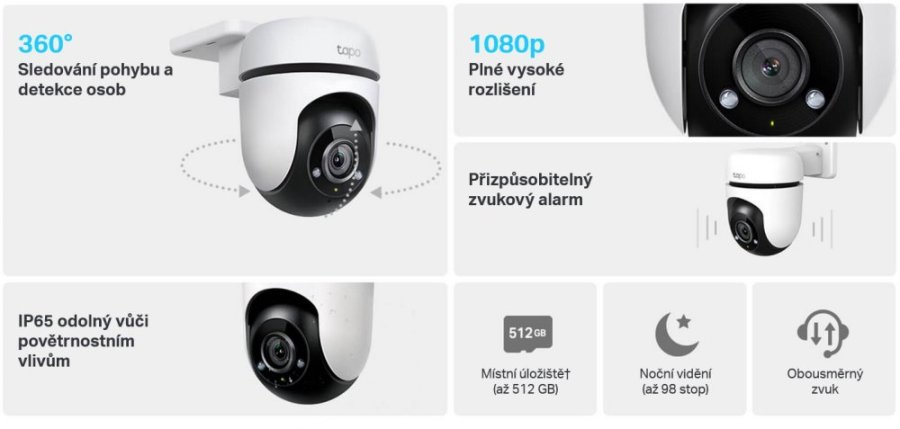 Venkovní WiFi kamera TP-Link Tapo C500 s otáčecí hlavicí, Full HD 2MP