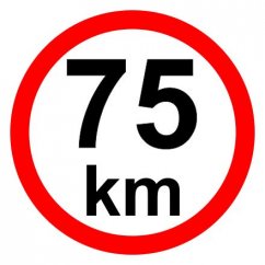 Speed limit - 75 km / h retroreflective