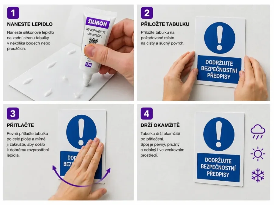 Silikónové lepidlo – tmel Signus T15 na lepenie tabuliek