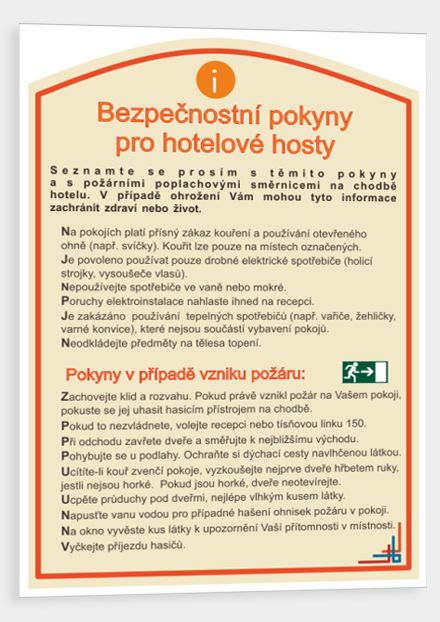 Bezpečnostní pokyny pro hotelové hosty
