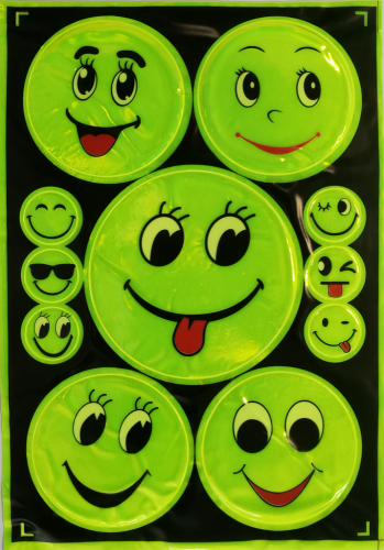 Highly reflective stickers - smileys mix 11 pcs