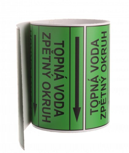 Páska na značení potrubí Signus M25 - TOPNÁ VODA ZPĚTNÝ OKRUH