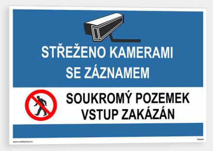 Střeženo kamerami se záznamem soukromý pozemek