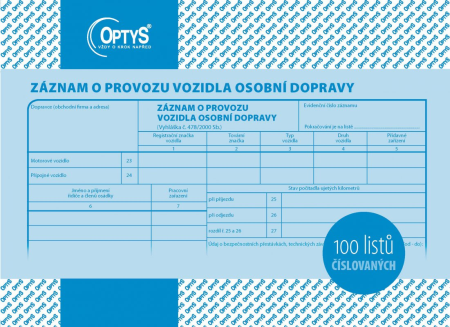 Záznam o provozu vozidla osobní dopravy