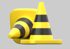 Yellow-black warning cone