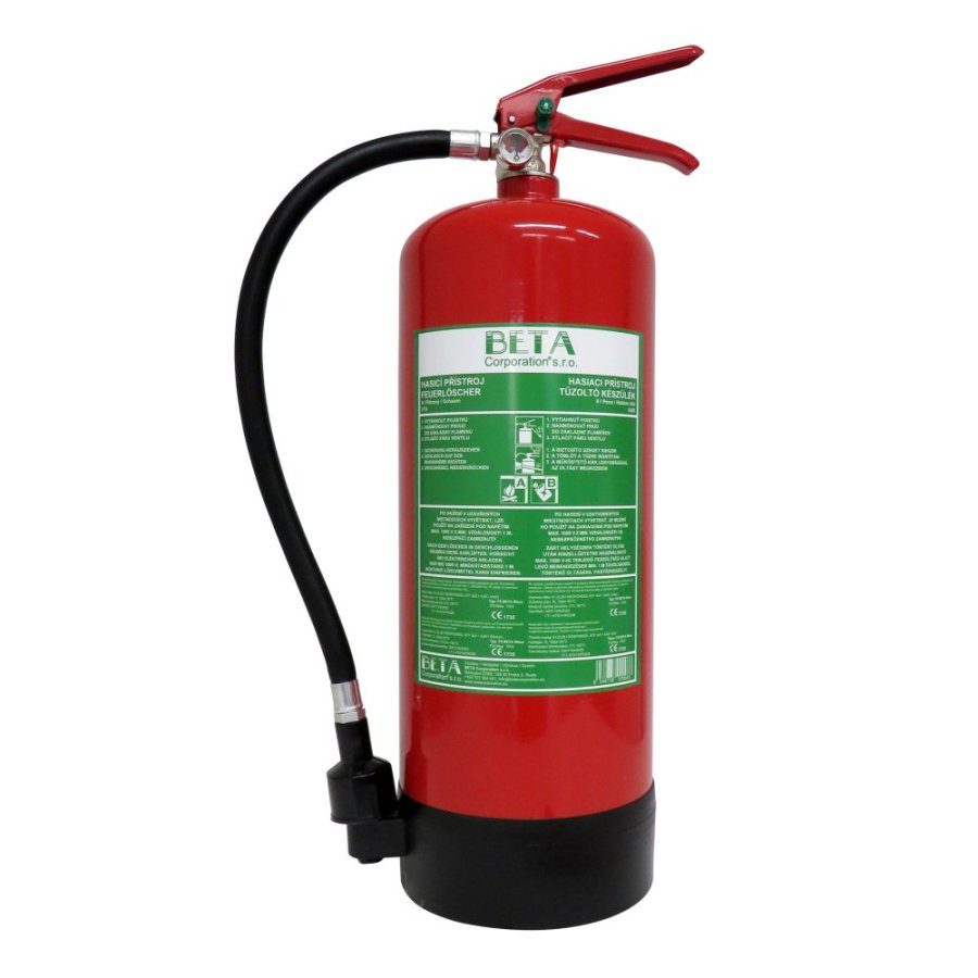 Pěnový hasicí přístroj (27A,183B) F6 BETA Weco - bezfluorový, 6 L s revizí