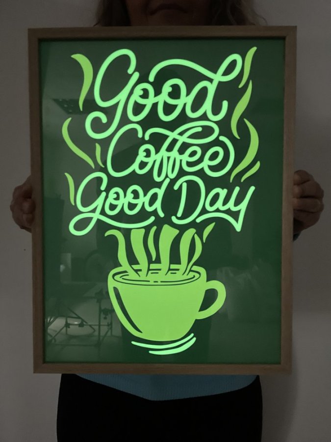 Svítící obraz - Retro Good Coffee