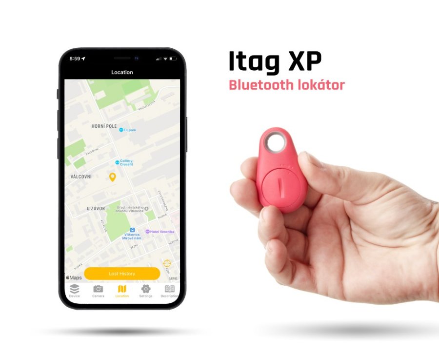 Bluetooth lokátor Itag XP, bezpečnostný lokátor na sledovanie majetku, detí a domácich maznáčikov