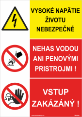 Bezpečnostné tabuľky - Trojkombinácia - Vysoké napätie životu nebezpečné