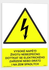Vysoké napětí! Životu nebezpečno dotýkat se elektrického zařízení nebo drátů i na zem spadlých