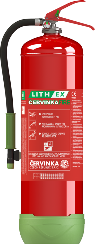 Hasicí přístroj k hašení lithiových baterií AVD LITH EX9 - 9 l, S REVIZÍ