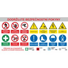Tabule na stavbu s bezpečnostními pokyny tabule - Monitorovaný areál stavby