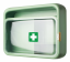 Wall-mounted first aid kit glass NL3 + Equipment for STANDARD first aid kit