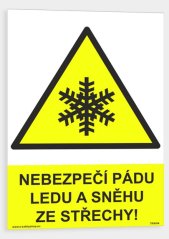Nebezpečí pádu ledu a sněhu ze střechy