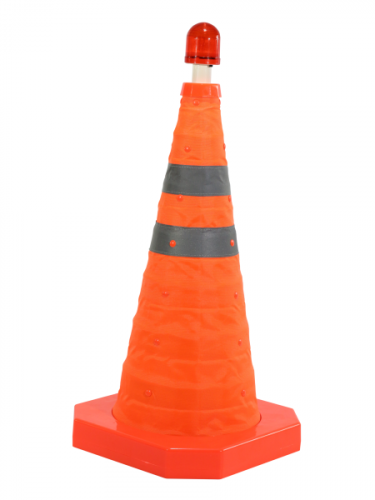 Reflective traffic cone with LED light