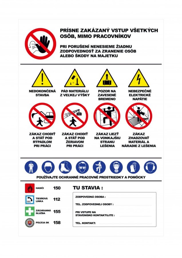 Banner SK - Stavba, bezpečnostné označenie