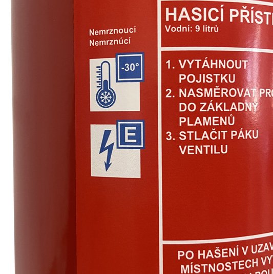 Hasící přístroj vodní 9l, nemrznoucí (21A) s REVIZÍ