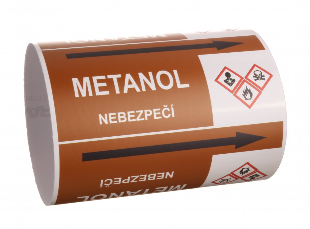 Páska na značení potrubí Signus M25 - METANOL Samolepka 80 x 62 mm, délka 1,5 m, Kód: 26085