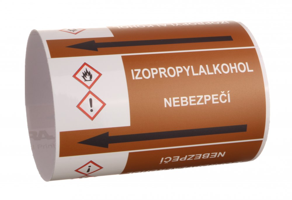 Páska na značení potrubí Signus M25 - IZOPROPYLALKOHOL Samolepka 100 x 77 mm, délka 1,5 m, Kód: 26060