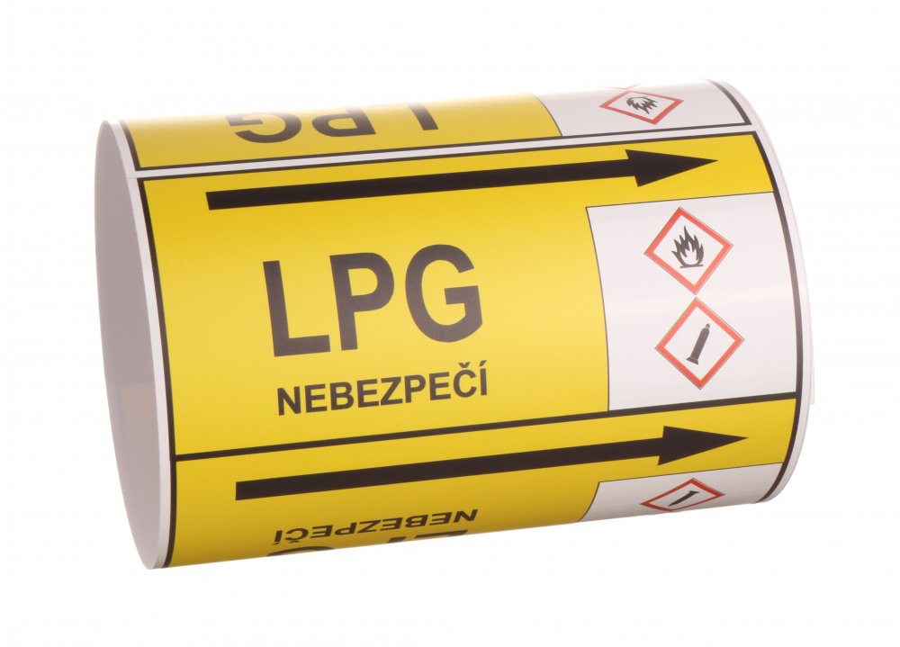 Páska na značení potrubí Signus M25 - LPG Samolepka 100 x 77 mm, délka 1,5 m, Kód: 25802