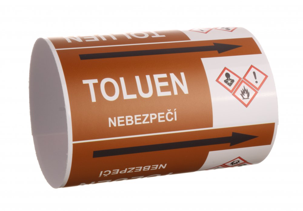 Páska na značení potrubí Signus M25 - TOULEN Samolepka 80 x 62 mm, délka 1,5 m, Kód: 26124