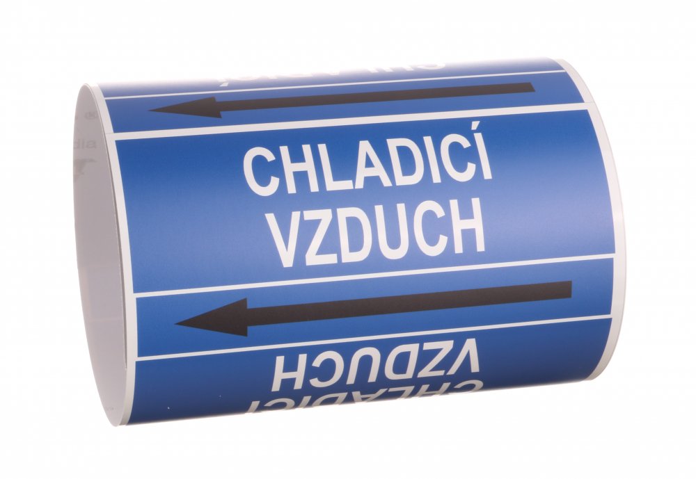 Páska na značení potrubí Signus M25 - CHLADÍCÍ VZDUCH Samolepka 80 x 62 mm, délka 1,5 m, Kód: 25791