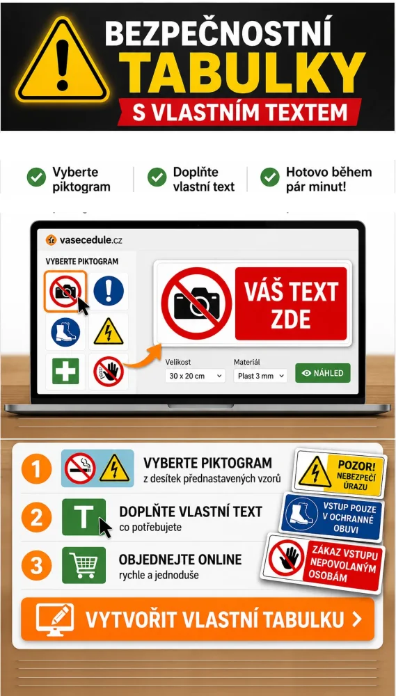 Bezpečnostní tabulky s vlastním textem