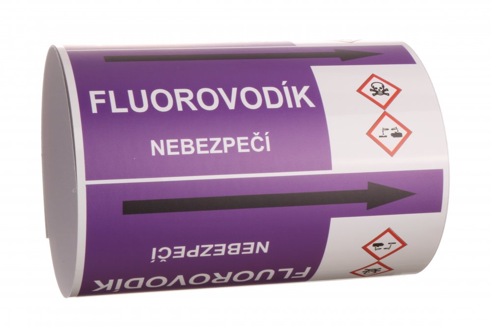 Páska na značení potrubí Signus M25 - FLUOROVODÍK Samolepka 100 x 77 mm, délka 1,5 m, Kód: 25954