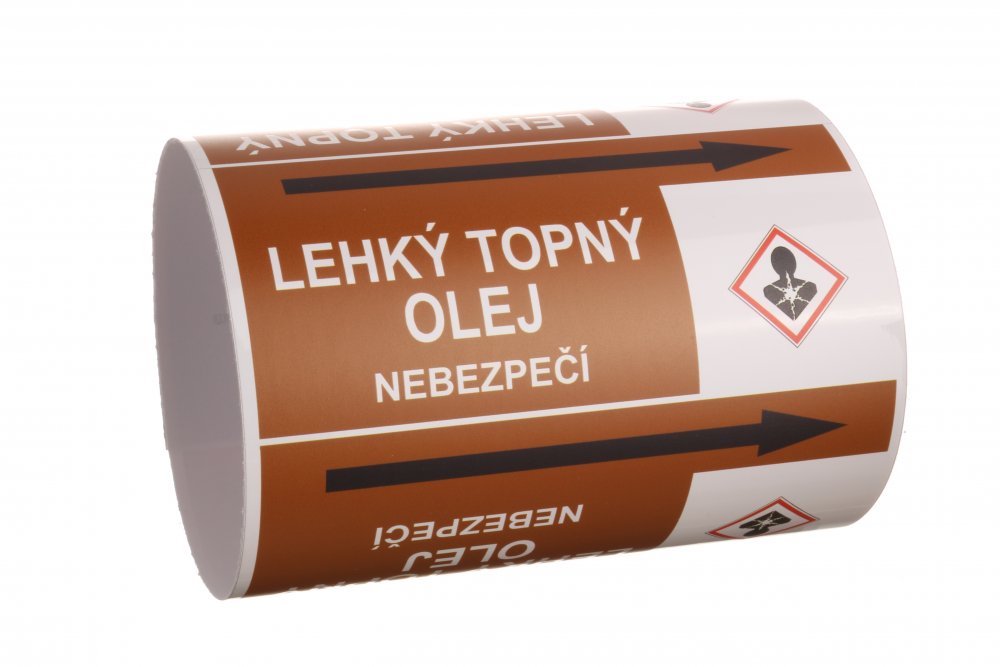 Páska na značení potrubí Signus M25 - LEHKÝ TOPNÝ OLEJ Samolepka 100 x 77 mm, délka 1,5 m, Kód: 26078