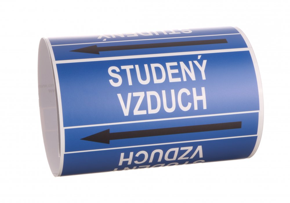 Páska na značení potrubí Signus M25 - STUDENÝ VZDUCH Samolepka 80 x 62 mm, délka 1,5 m, Kód: 25834